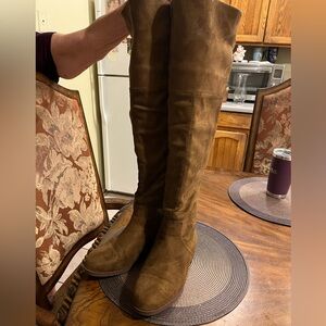 Suede long lace up boots